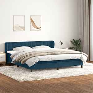 Box spring postel s matracemi tmavě modrá 200x210 cm samet - obrázek 1