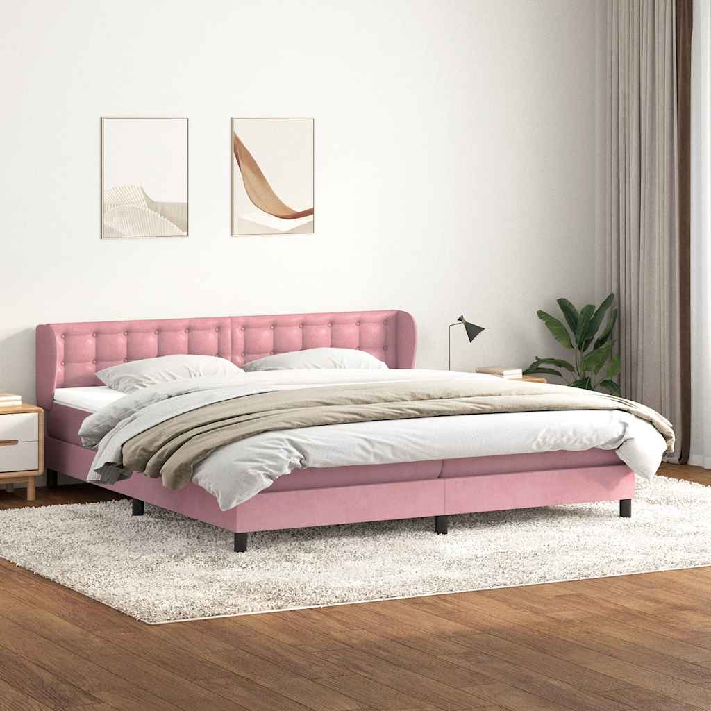 vidaXL Boxspringbett mit Matratzen Rosa 200x210 cm Samt