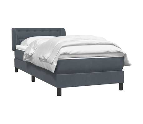 vidaXL Sommier &agrave; lattes de lit et matelas gris fonc&eacute; 80x220 cm velours