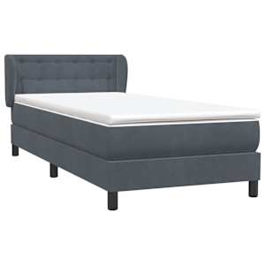 Box spring postel s matrací tmavě šedá 80x220 cm samet - obrázek 4