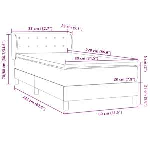 Box spring postel s matrací tmavě zelená 80x220 cm samet - obrázek 12