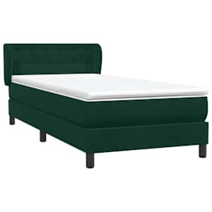 Box spring postel s matrací tmavě zelená 80x220 cm samet - obrázek 4