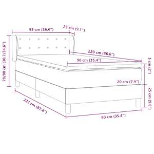 Box Spring Postel s matrací Světle šedá 90x220 cm Samet - obrázek 12