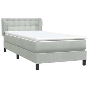 Box Spring Postel s matrací Světle šedá 90x220 cm Samet - obrázek 4