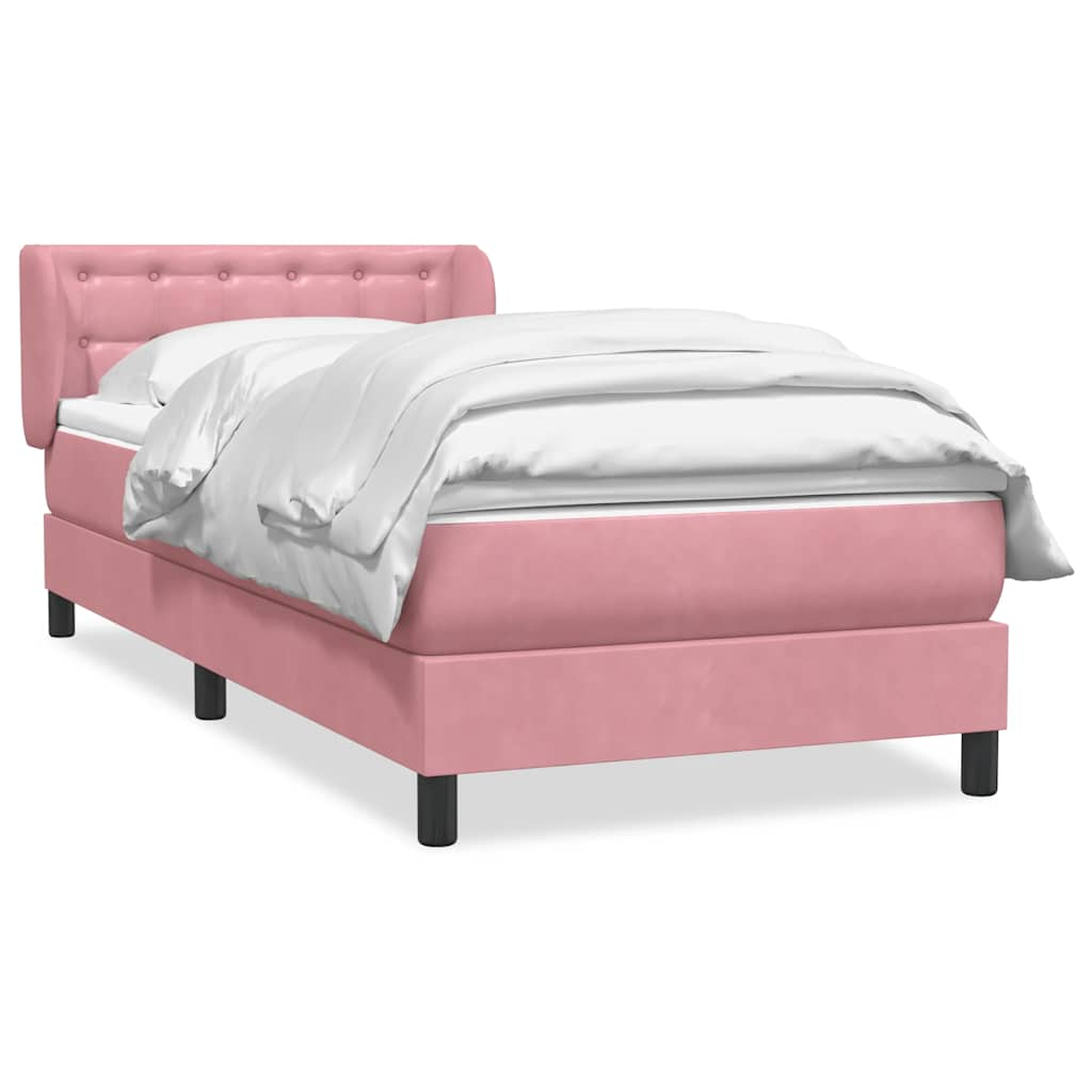 vidaXL Box Spring postelja z vzmetnico Pink 100x220 cm Velvet