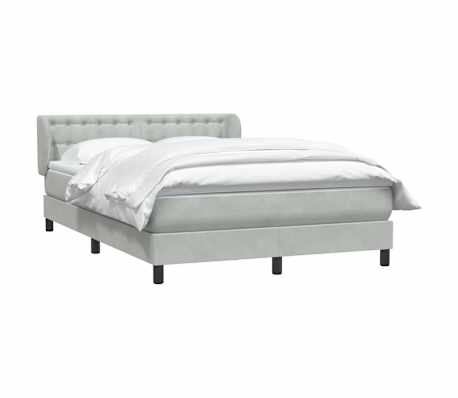 vidaXL Sommier &agrave; lattes de lit et matelas gris clair 140x220cm velours
