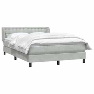 vidaXL Sommier &agrave; lattes de lit et matelas gris clair 140x220cm velours