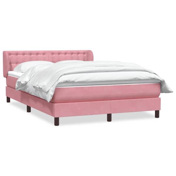 vidaXL Box Vedruvoodi madratsiga Roosa 140x220 cm samet