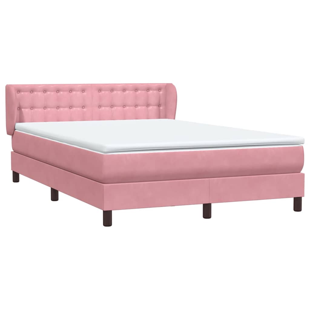 vidaXL Boxspring met matras fluweel roze 140x220 cm, foto 4
