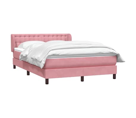 vidaXL Sommier &agrave; lattes de lit avec matelas rose 140x220 cm velours