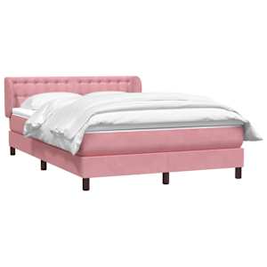 vidaXL Sommier &agrave; lattes de lit avec matelas rose 140x220 cm velours