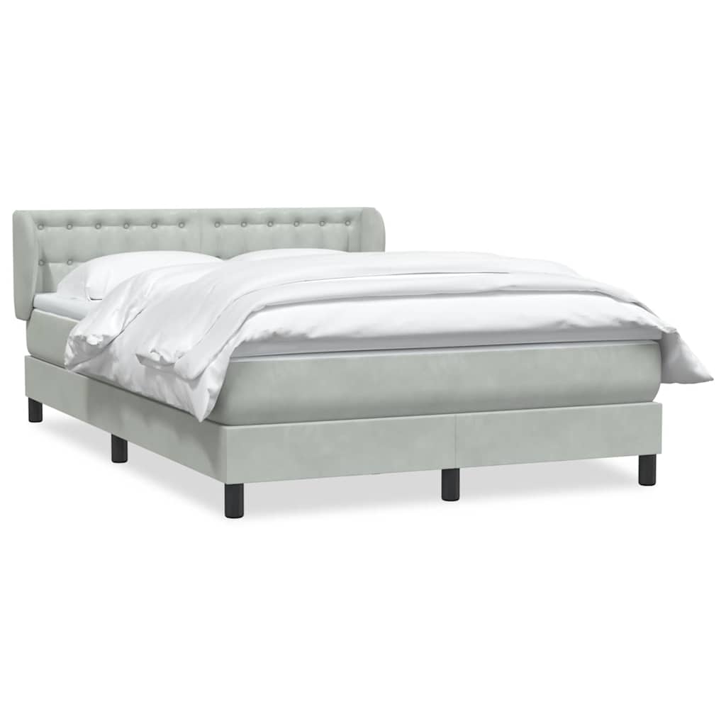 vidaXL Box spring postel s matrací světle šedá 160x220 cm samet