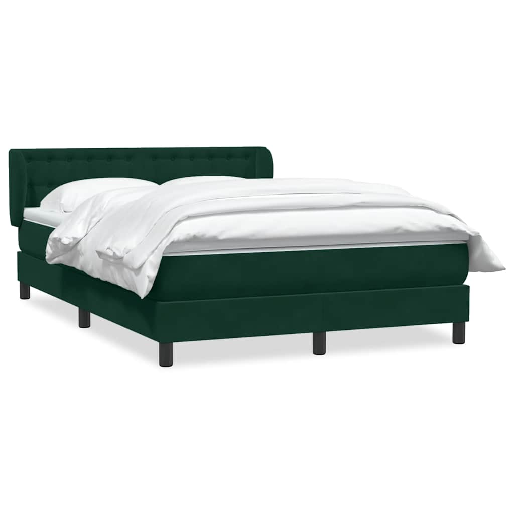 vidaXL Box spring postel s matrací tmavě zelená 160x220 cm samet