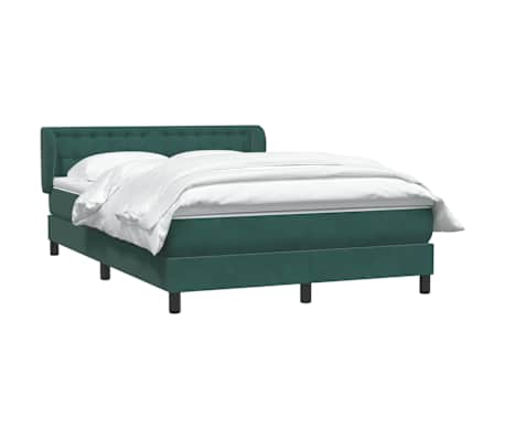 vidaXL Cama com molas/colch&atilde;o 160x220 cm veludo verde-escuro