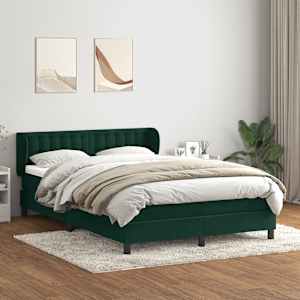 Box spring postel s matrací tmavě zelená 160x220 cm samet - obrázek 1