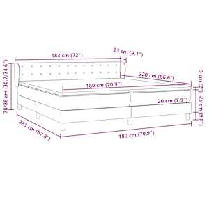 Postel Box Spring s matracemi Světle šedá 180x220 cm samet - obrázek 12