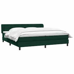 Postel Box Spring s matracemi tmavě zelená 180x220 cm samet - obrázek 3