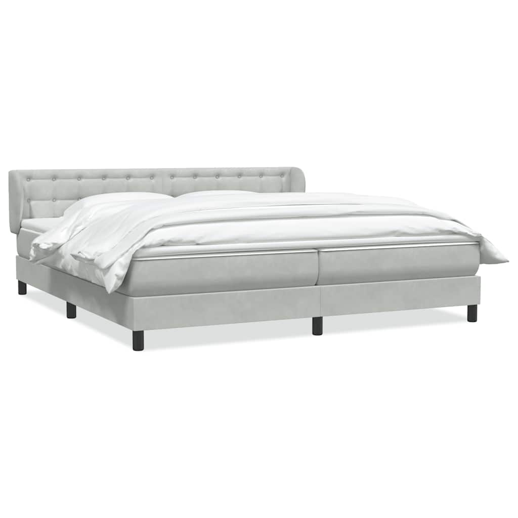 vidaXL Boxspring postelja z vzmetnicami svetlo siva 200x220 cm žamet