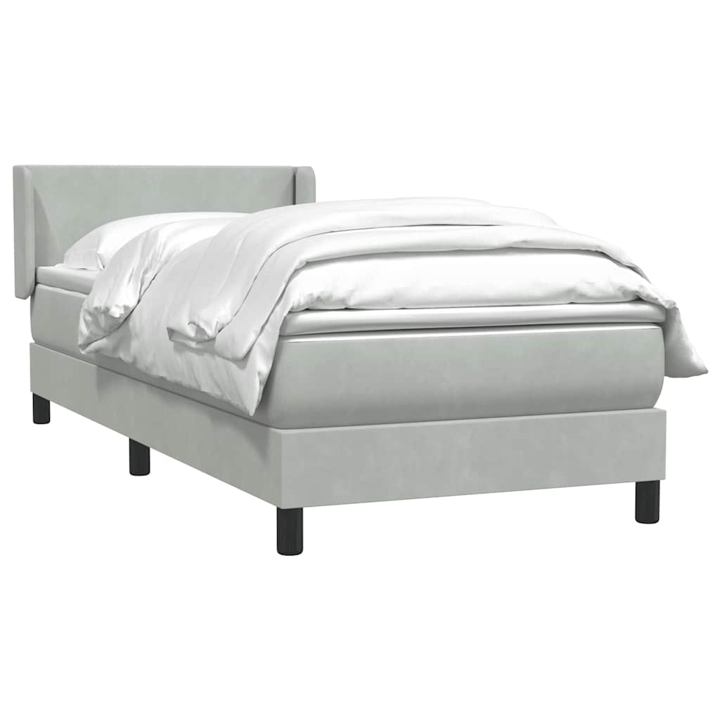 vidaXL Boxspring met matras fluweel lichtgrijs 80x210 cm afbeelding