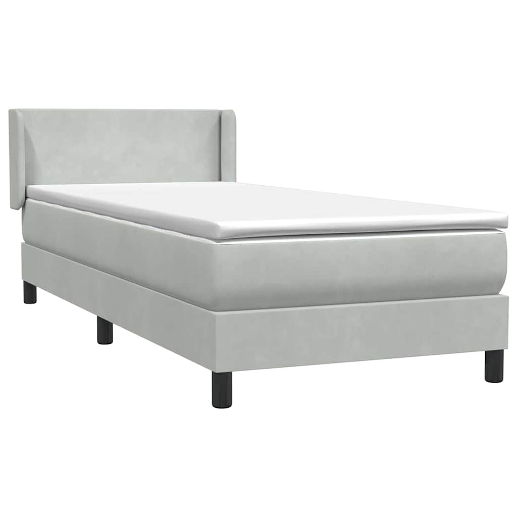 vidaXL Boxspring met matras fluweel lichtgrijs 80x210 cm grijs, foto 4