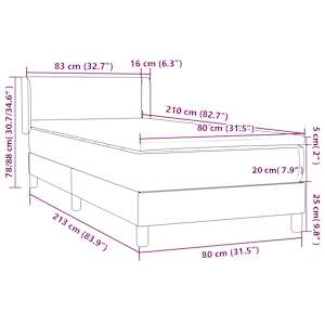 Box spring postel s matrací světle šedá 80x210 cm samet - obrázek 12