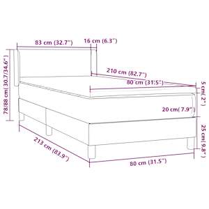 Box spring postel s matrací tmavě šedá 80x210 cm samet - obrázek 12