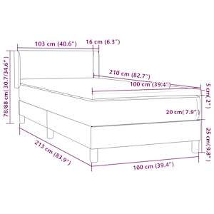 Box spring postel s matrací tmavě modrá 100x210 cm samet - obrázek 12