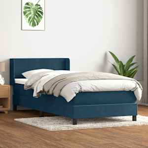 Box spring postel s matrací tmavě modrá 100x210 cm samet - obrázek 1