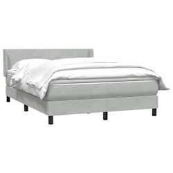 vidaXL Boxspringbett mit Matratze Hellgrau 140x210 cm Samt