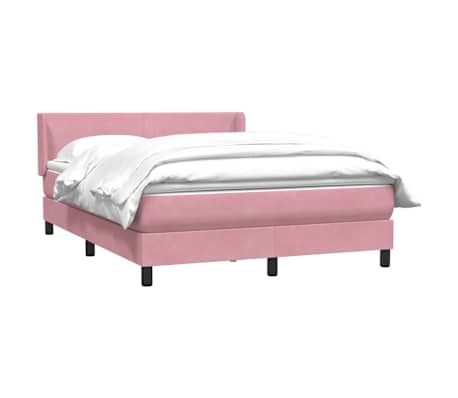 vidaXL Sommier &agrave; lattes de lit avec matelas rose 140x210 cm velours