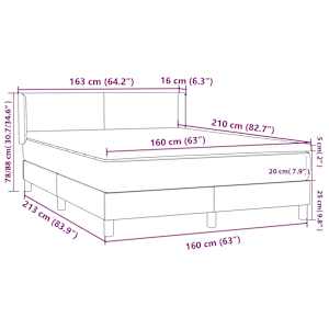 Box spring postel s matrací tmavě šedá 160x210 cm samet - obrázek 12