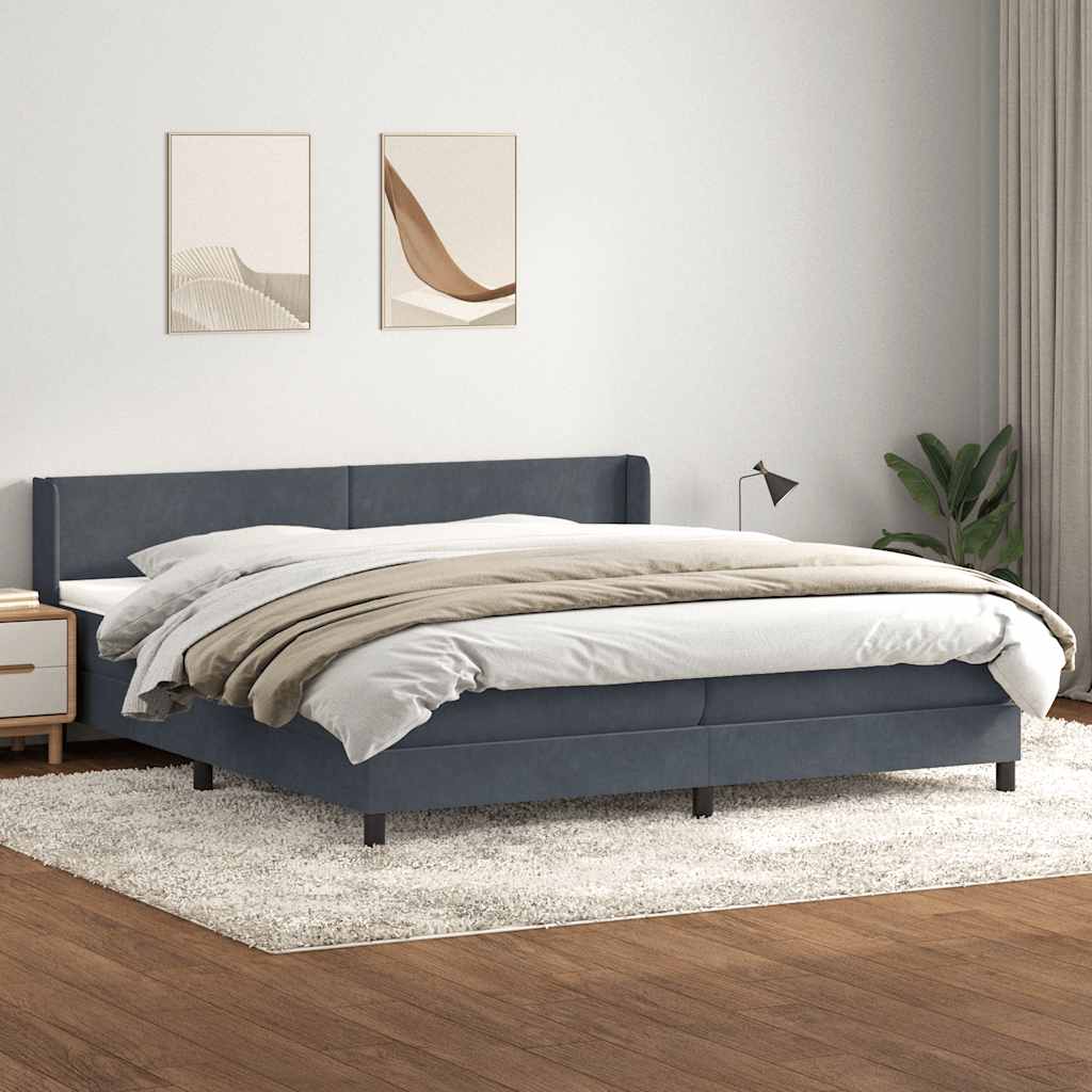 Box spring postel s matrací tmavě šedá 180x210 cm samet