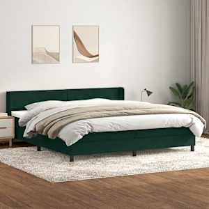 Box spring postel s matrací tmavě zelená 200x210 cm samet - obrázek 1