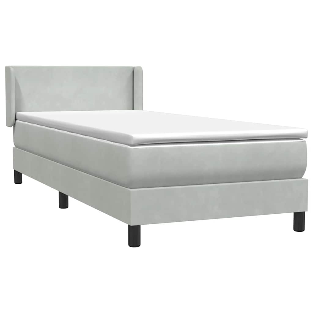 vidaXL Boxspring met matras fluweel lichtgrijs 80x220 cm grijs, foto 4