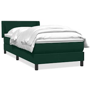 Box spring postel s matrací tmavě zelená 80x220 cm samet - obrázek 2