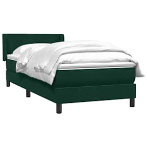Box spring postel s matrací tmavě zelená 80x220 cm samet - obrázek 3