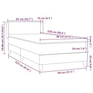 Box spring postel s matrací tmavě zelená 80x220 cm samet - obrázek 12