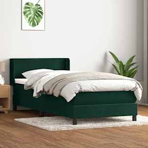 Box spring postel s matrací tmavě zelená 80x220 cm samet - obrázek 1