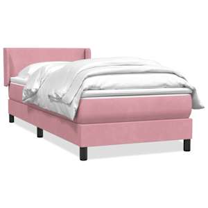 Box spring postel s matrací růžová 80x220 cm samet - obrázek 2