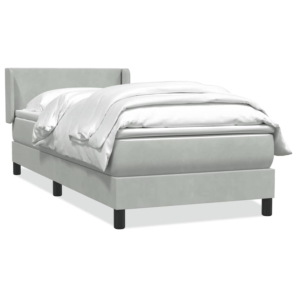 vidaXL Box Spring Postel s matrací Světle šedá 90x220 cm Samet
