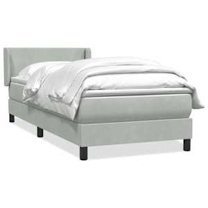 Box Spring Postel s matrací Světle šedá 90x220 cm Samet - obrázek 2