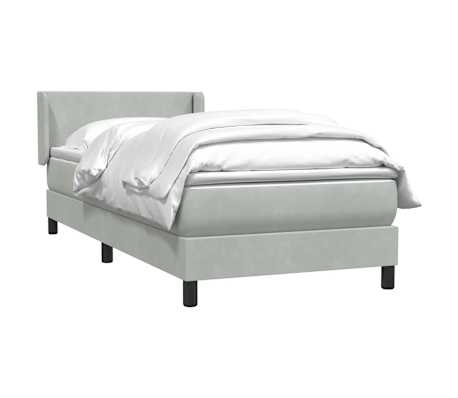 vidaXL Sommier &agrave; lattes de lit et matelas gris clair 90x220 cm velours