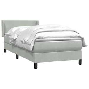 Box Spring Postel s matrací Světle šedá 90x220 cm Samet - obrázek 3