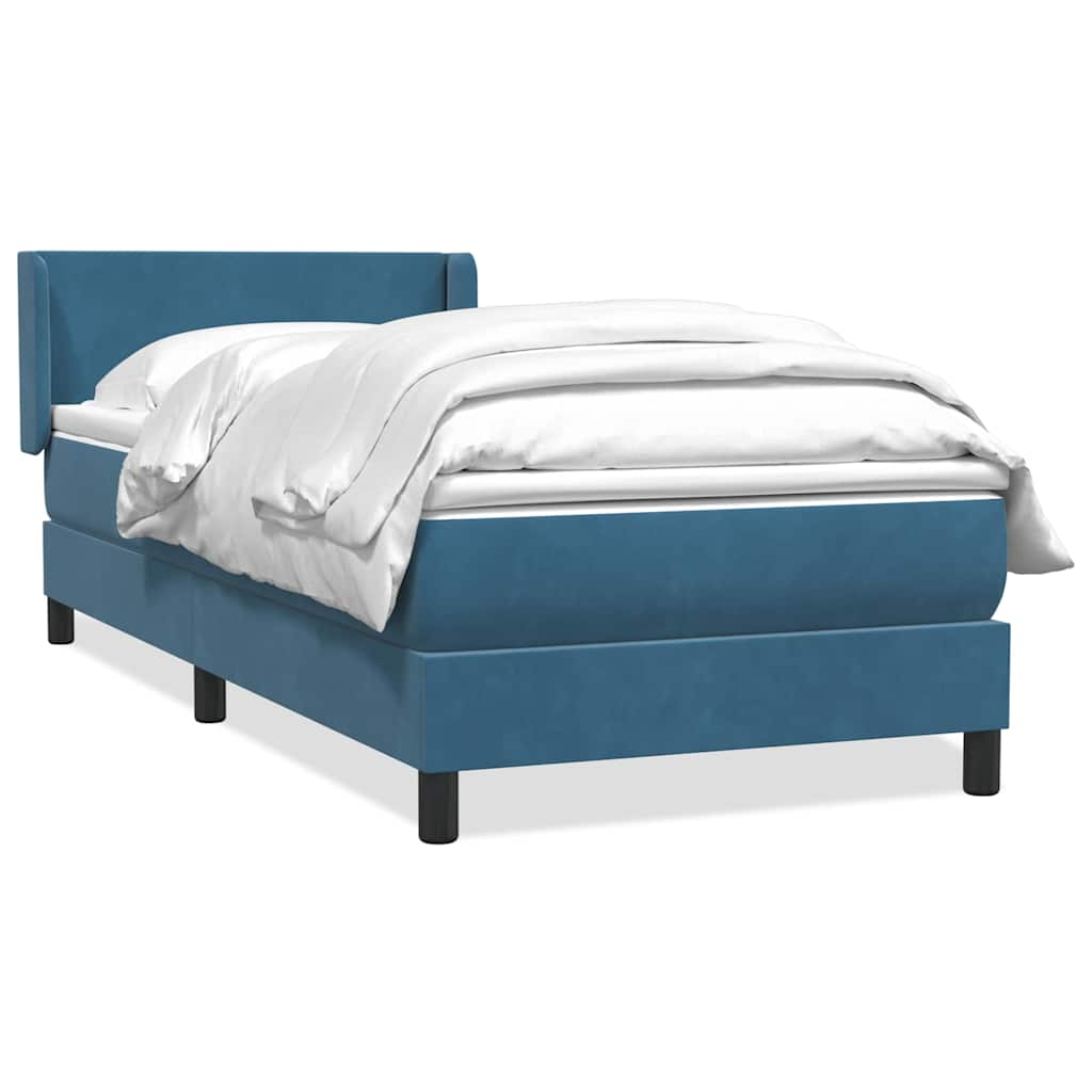 vidaXL Boxspringbett mit Matratze Dunkelblau 90x220 cm Samt