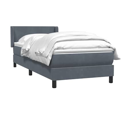 vidaXL Sommier &agrave; lattes de lit et matelas gris fonc&eacute; 100x220cm velours