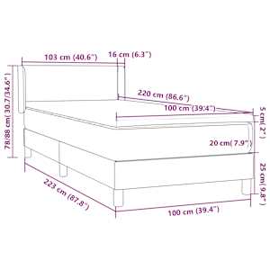 Box spring postel s matrací tmavě modrá 100x220 cm samet - obrázek 12