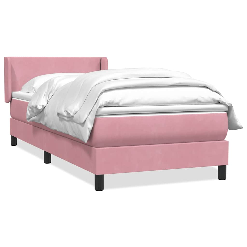 vidaXL Box Spring postelja z vzmetnico Pink 100x220 cm Velvet