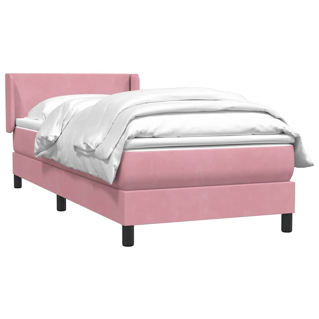 vidaXL Boxspring met matras fluweel roze 100x220 cm afbeelding