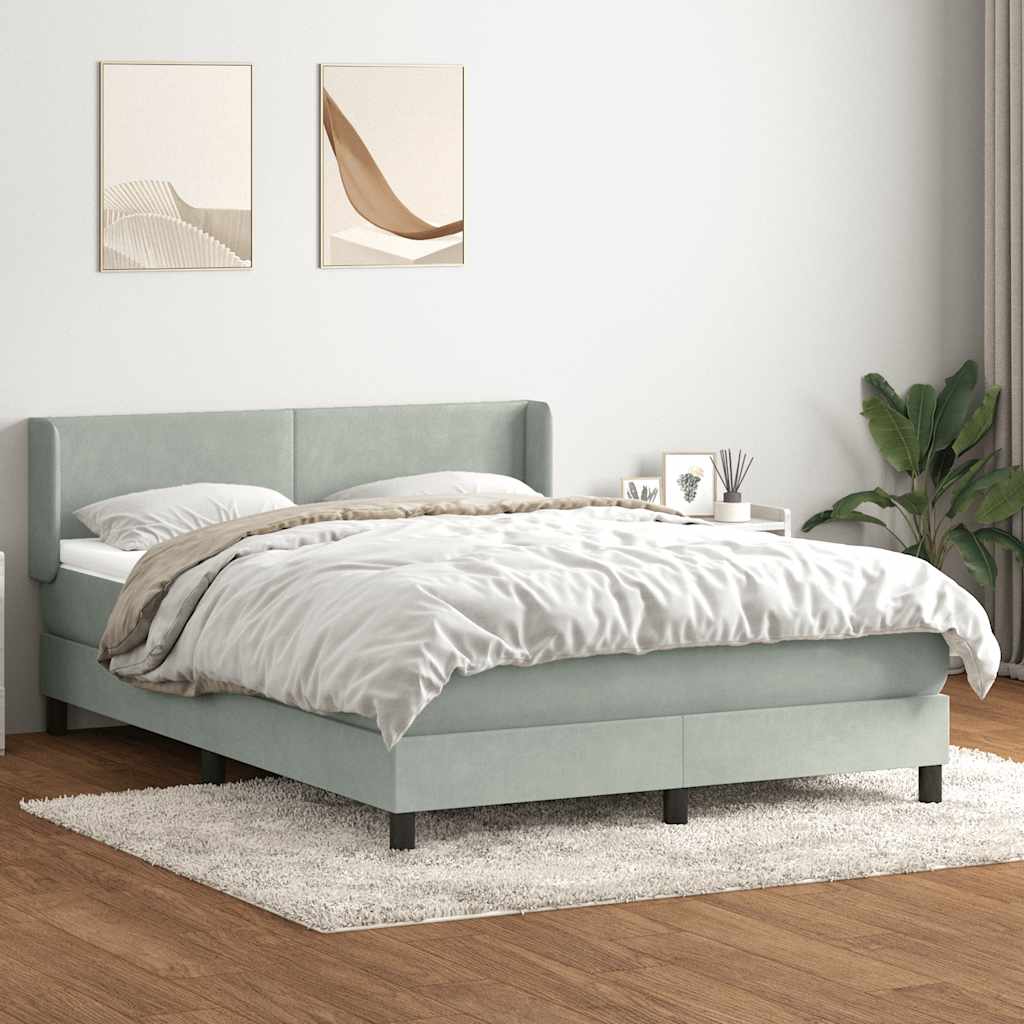 Thumbnail - vidaXL Boxspringbett mit Matratze Hellgrau 140x220 cm Samt