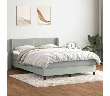 vidaXL Sommier &agrave; lattes de lit et matelas gris clair 140x220cm velours